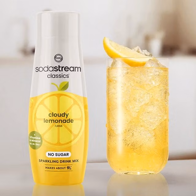 Sodastream Classics Cloudy Lemonade Sparkling Drink Mix with Vitamins, Yellow