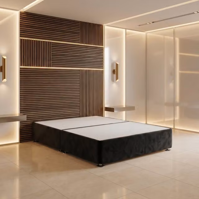 Somnior Beds Ltd Black Plush Velvet Divan Bed Base with Drawers, W/D/H: 120 x 200 cm