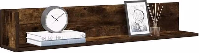 Berkfield Home Wall Mounted Shelves, 2 Piece Set in Smoked Oak Brown, W/D/H: 100 x 16.5 x 16.5 cm