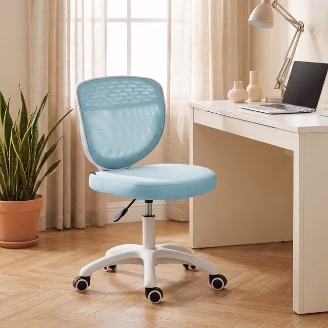 HOMCOM Armless Task Chair with Mesh Back in Blue