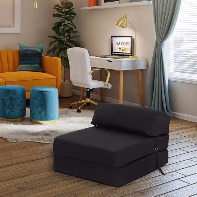 Ready Steady Bed Single Z Foldable Sofa Bed and Guest Mattress in Black