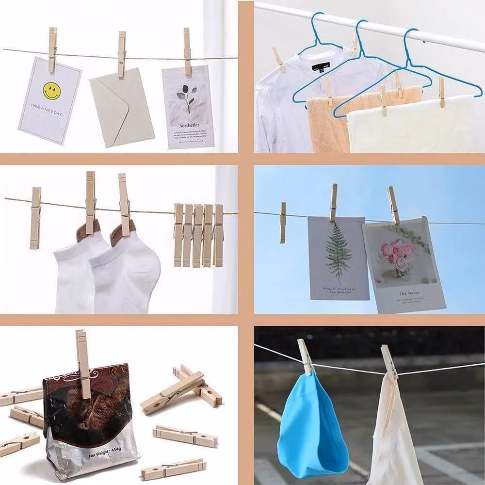 NESTLUNE 100 Wooden Clothes Pegs in Beige – 2
