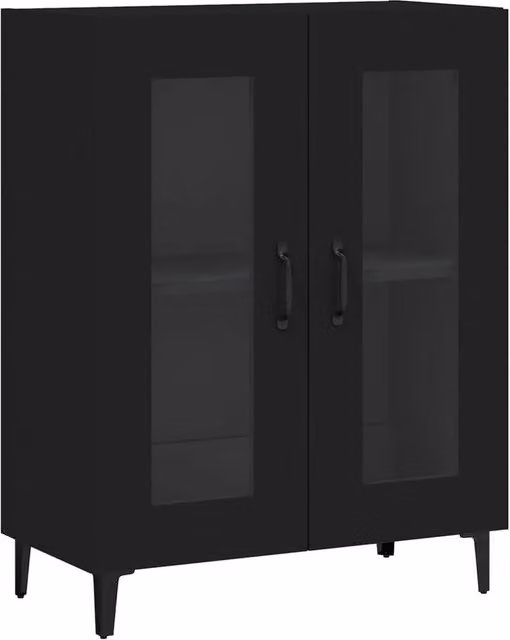 Berkfield Home Black Matt Sideboard with Glass Doors, W/D/H: 69.5 x 34 x 90 cm
