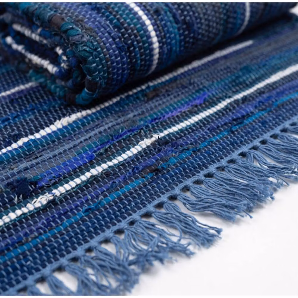 KDMD Premium Braided Rag Rug in Blue and Grey, W: 150 cm, D: 90 cm – 2