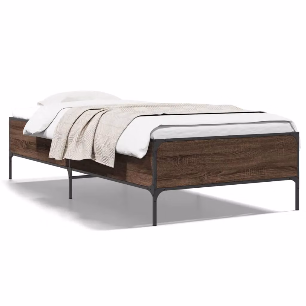 Berkfield Home Single Bed Frame in Brown Oak with Drawers, W/D/H: 90 x 190 cm – 2