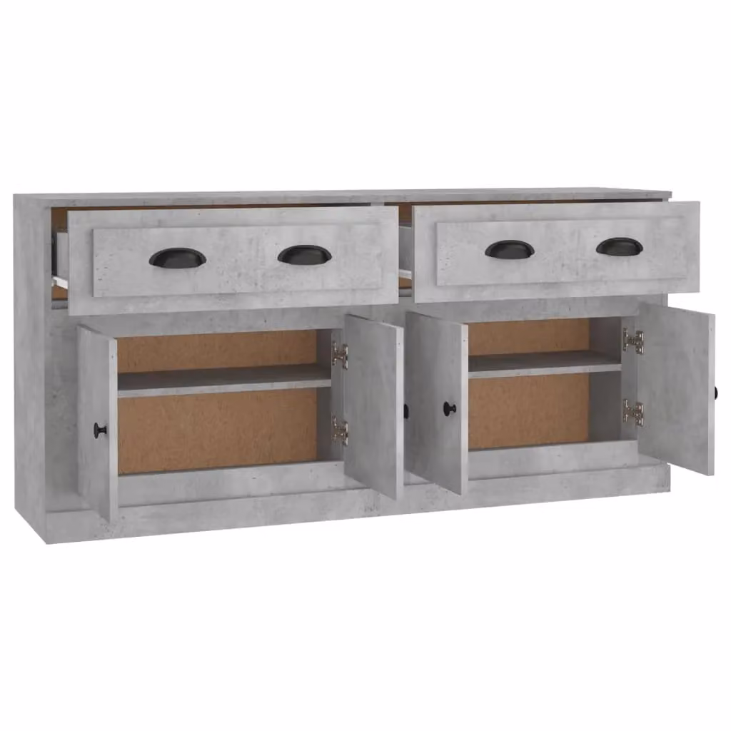 Berkfield Home Set of 2 Sideboards in Concrete Grey Engineered Wood – 2