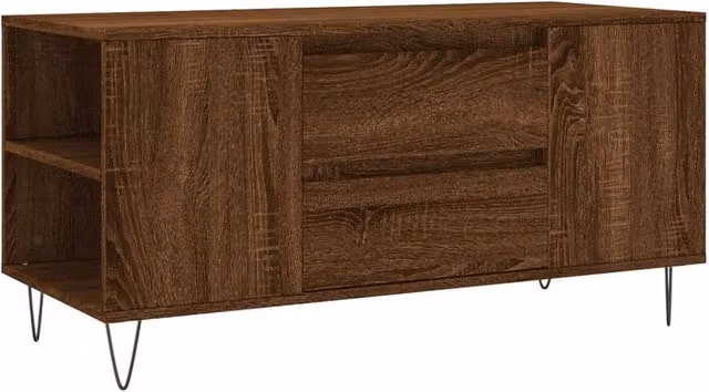 Berkfield Home Modern Brown Oak Coffee Table, W: 102 cm, D: 44.5 cm, H: 50 cm