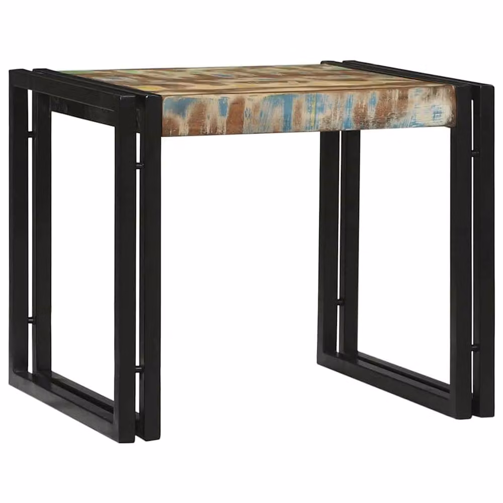 Berkfield Home 2 Piece Rustic Reclaimed Solid Wood and Metal Nested Coffee Table Set in Brown and Black, W/D/H: 60 x 60 x 30 cm – 3