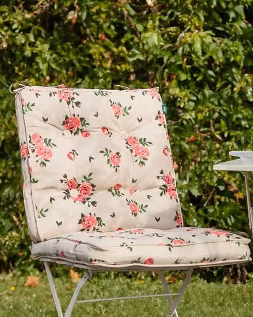 Dibor Set of 2 Vintage Rose Square Outdoor Garden Chair Seat Pad Cushions, Brown, Pink and Beige, W: 45 cm, L: 45 cm