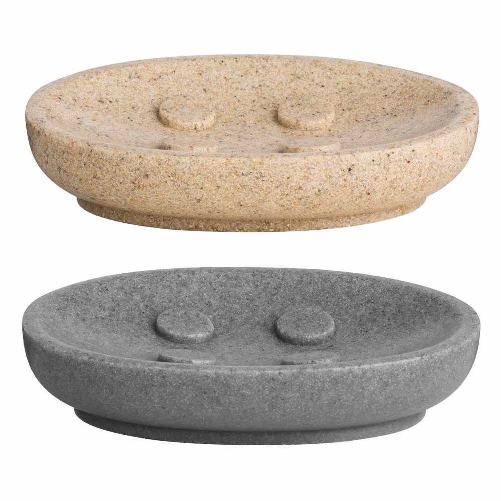 Premier Housewares Marble Stone Effect Polyresin Soap Dish with Drainage in Natural, W: 14 cm, D: 9 cm, H: 3 cm – 3