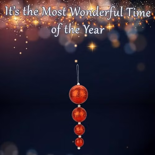 VFM e-Store Red Round Christmas Bauble Hanging Tree Ornaments, Pack of 4, 31 cm – 4