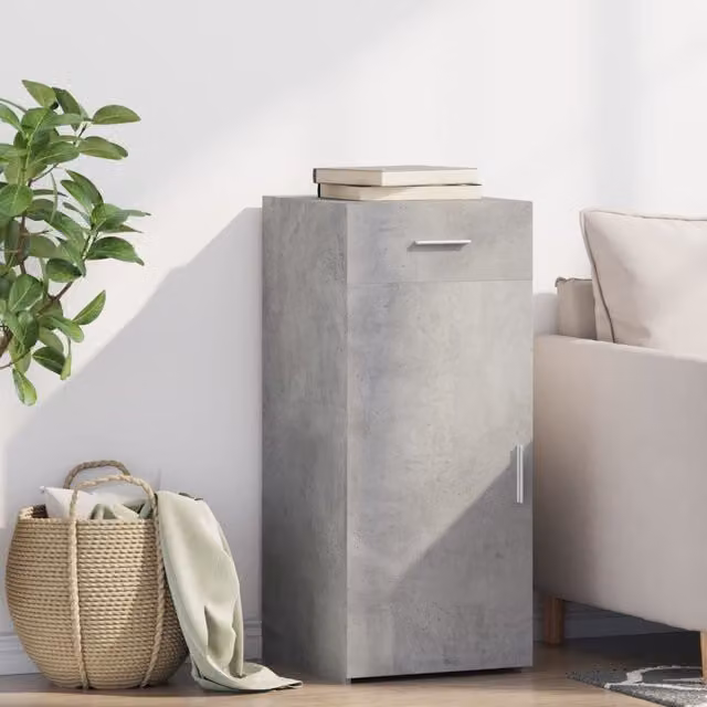 Berkfield Home Sideboard in Concrete Grey, W: 40 cm, D: 42.5 cm, H: 93 cm