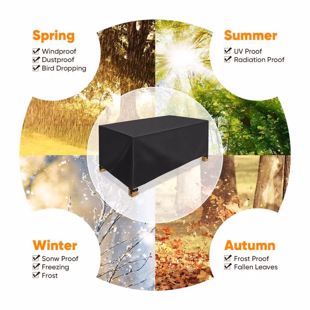 EONLION Black Water-Repellent Oxford Fabric Garden Table Cover – 4