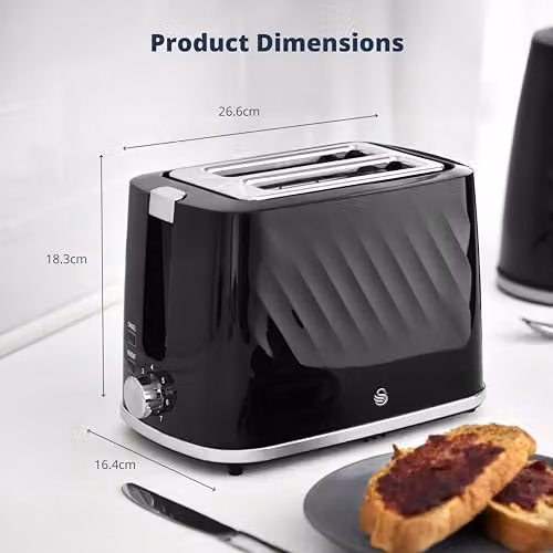 Swan Windsor 2 Slice Toaster, 900W, Black – 6