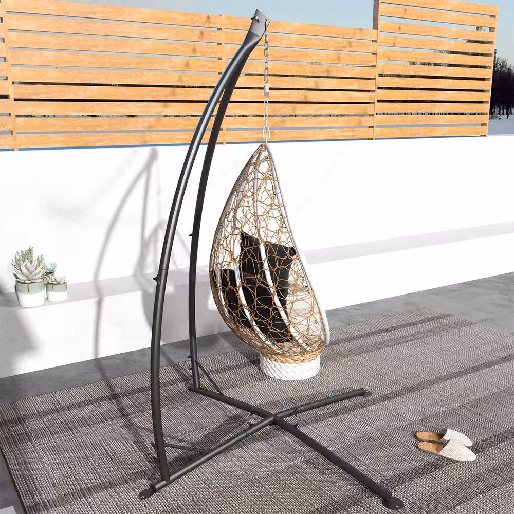 Matteo Heavy Duty Metal Hammock Chair Stand in Black, H 215 x W 110 x D 150 cm – 4