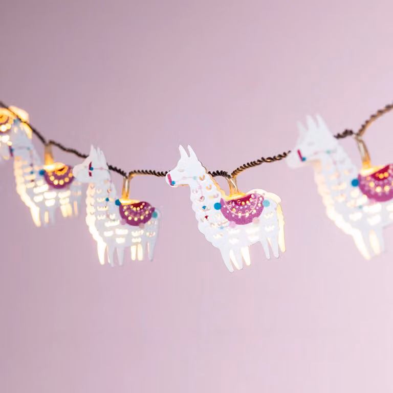 Lights4fun White Llama Del Rey Battery Operated Children's Fairy Lights