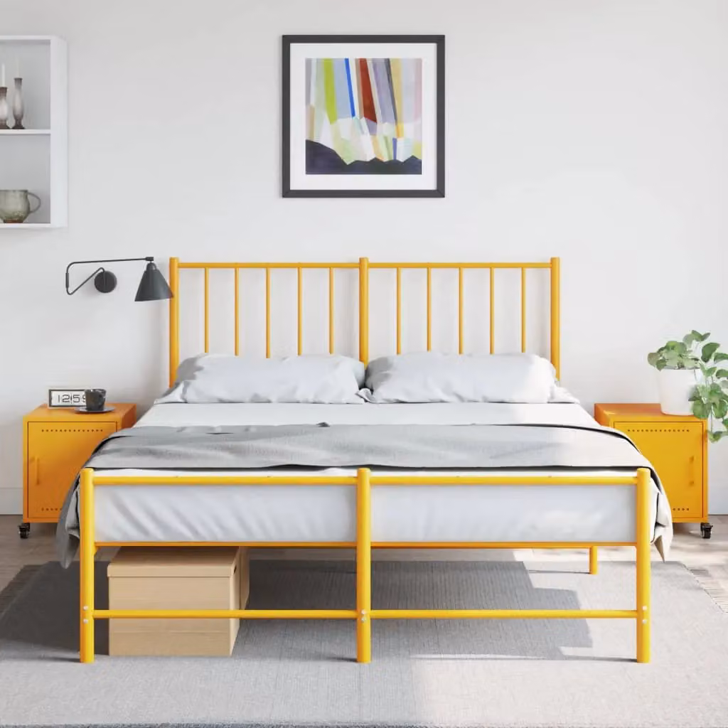 Berkfield Home Set of 2 Metal Bedside Cabinets in Yellow, W/D/H: 36 x 39 x 43.5 cm – 3