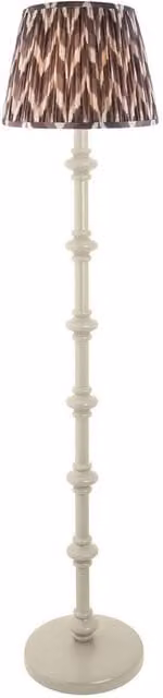 Netlighting Carnaby Almond White Floor Lamp with Grey Fabric Zigzag Shade and Brass Details