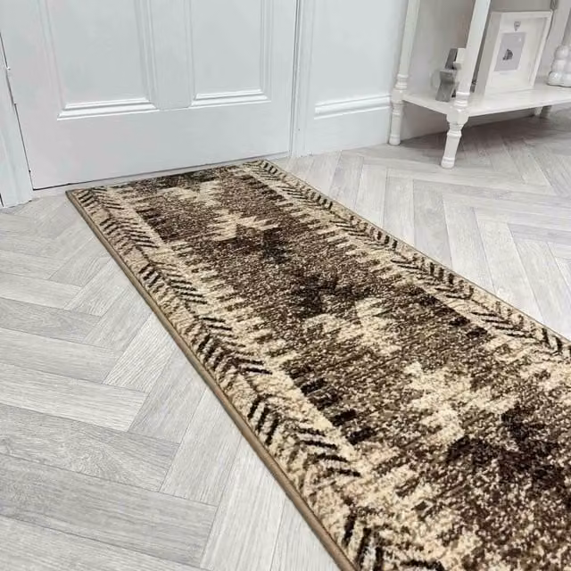 runrug Native Hallway Carpet Runner Rug in Brown, W/D: 60 x 330 cm – 1