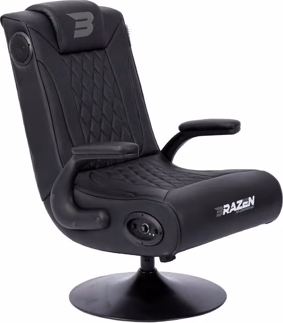 BraZen Emperor XX 2.1 Elite Esports DAB Surround Sound Gaming Chair with Pedestal in Black and Grey