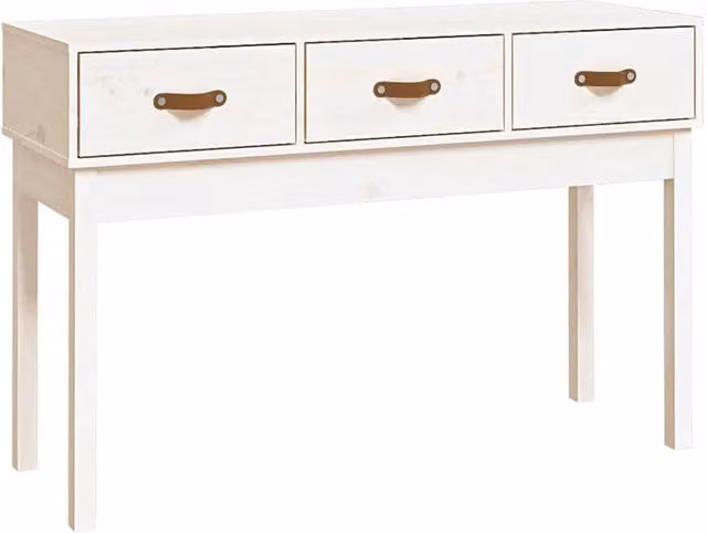 Berkfield Home Rustic White Solid Pine Console Table W/D/H: 114 x 40 x 75 cm – 1