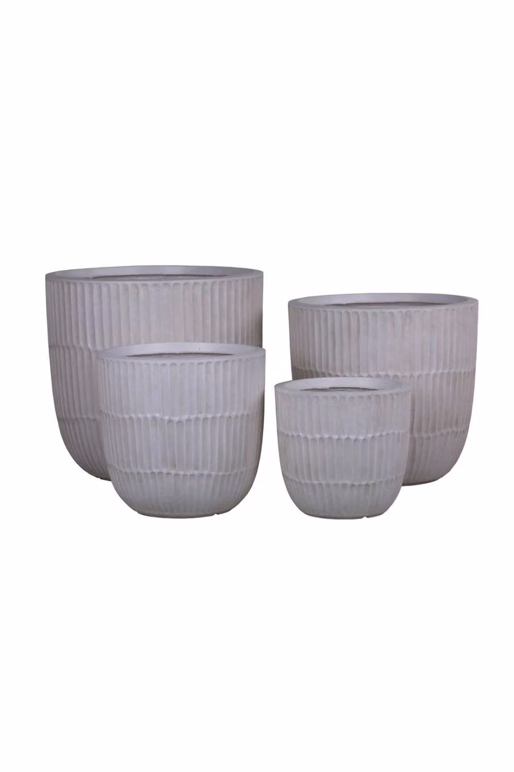 KDMD Hortus Set of 4 Light Grey Ceramic Outdoor Planters with Cement Look – 2