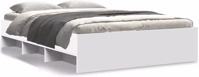 Berkfield Home Small Double Wood Bed Frame with Side Compartments, White, W/D/H: 120 x 190 x 35 cm – 1