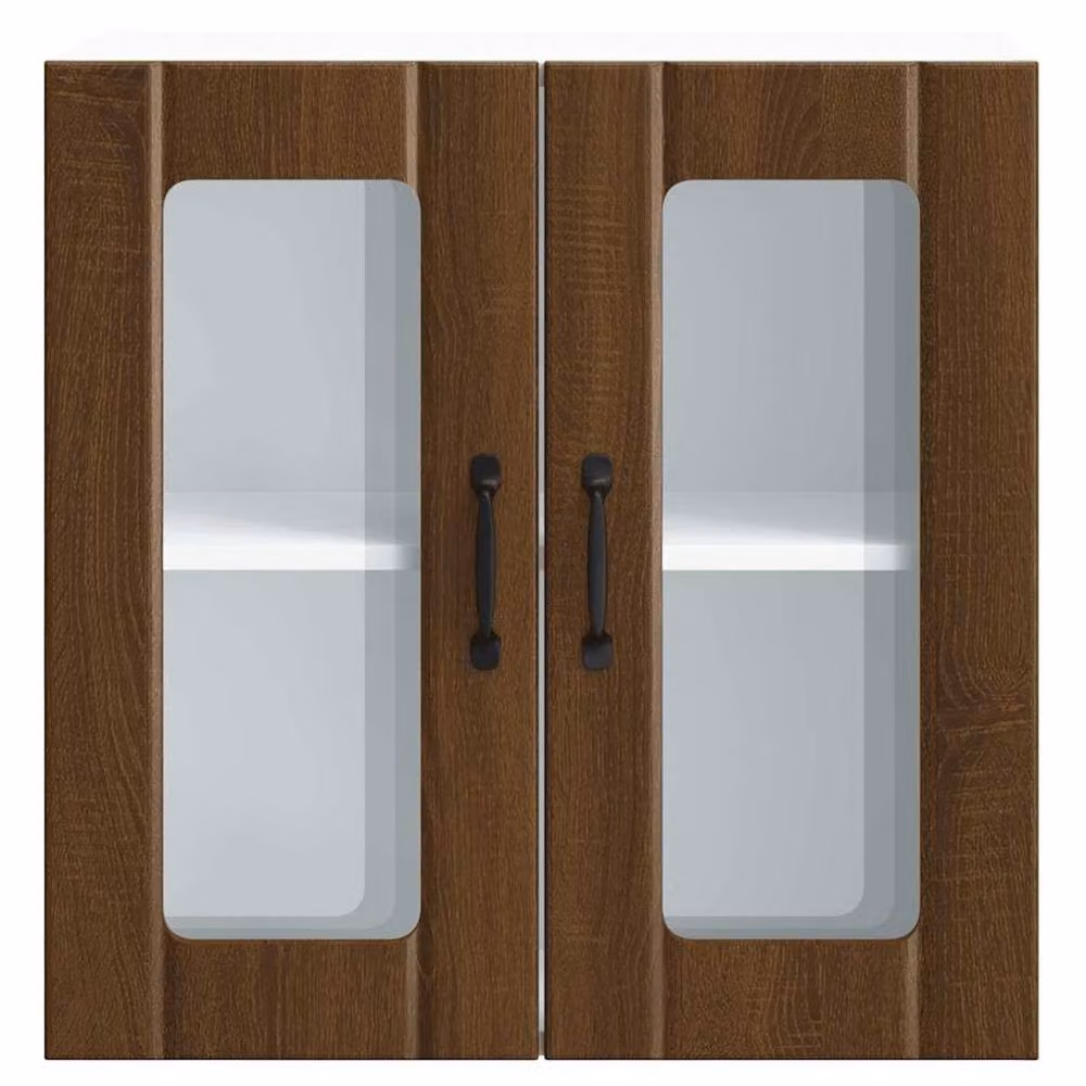 Berkfield Home Lucca Kitchen Wall Cabinet with Glass Doors in Brown Oak – 4
