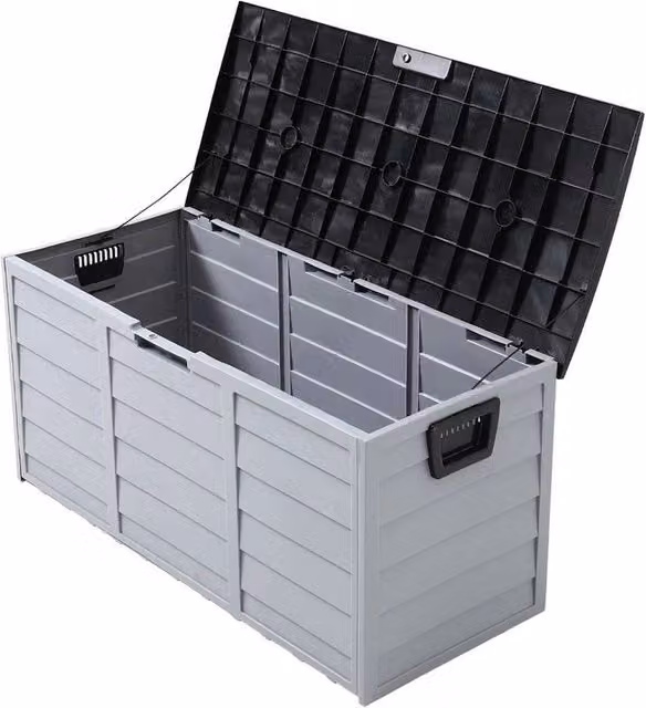 EONLION 290L Large Outdoor Plastic Storage Box with Lid in Grey – 1