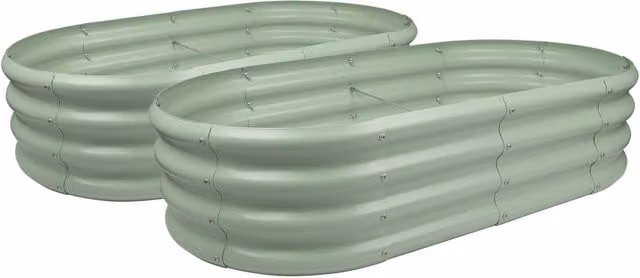 Harbour Housewares 2-Piece Rounded Galvanised Steel Raised Garden Bed in Green, W/D/H: 120 x 60 x 60 cm