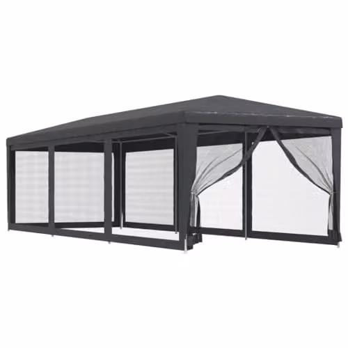vidaXL Party Tent with 8 Mesh Sidewalls, Anthracite, W: 9 m, D: 3 m, H: 2.58 m