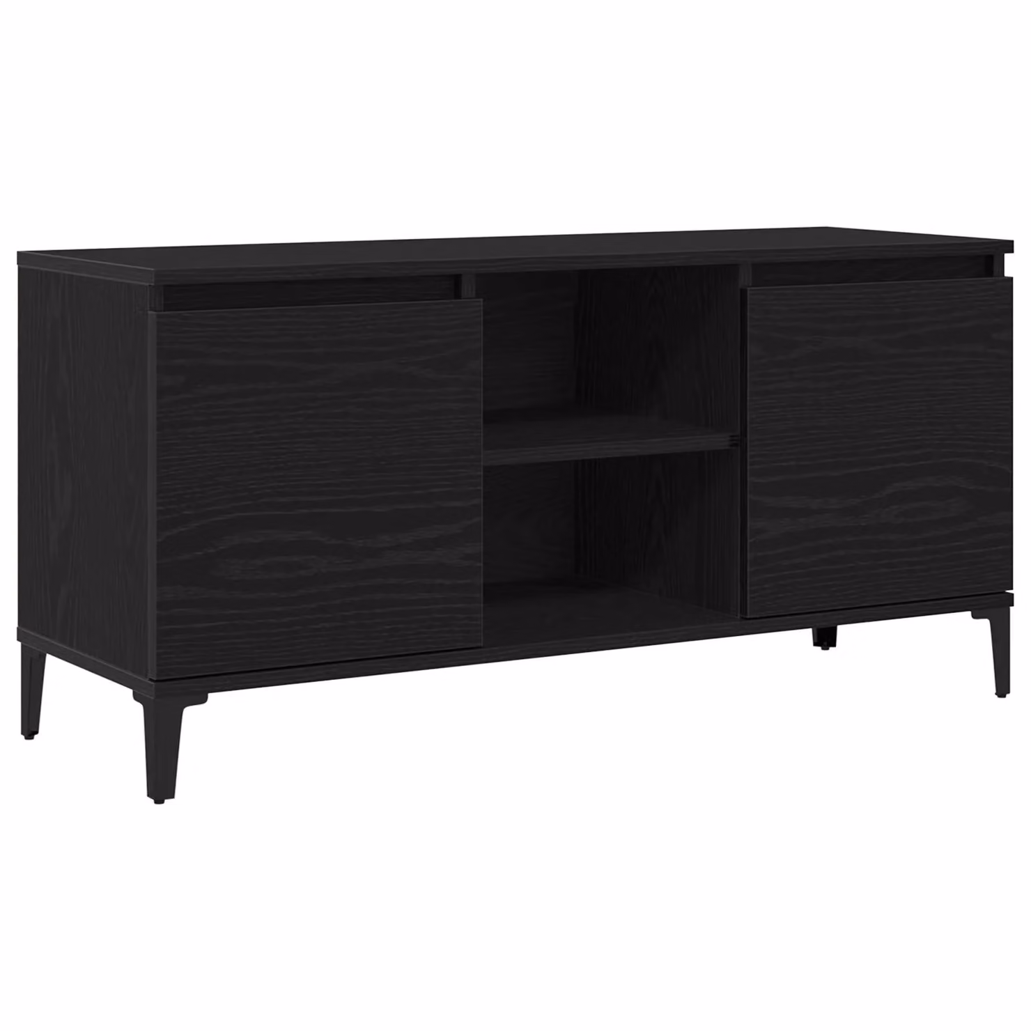 Berkfield Home Black Oak TV Stand in Matt Black MDF, W/D/H: 102 x 35 x 50 cm – 2