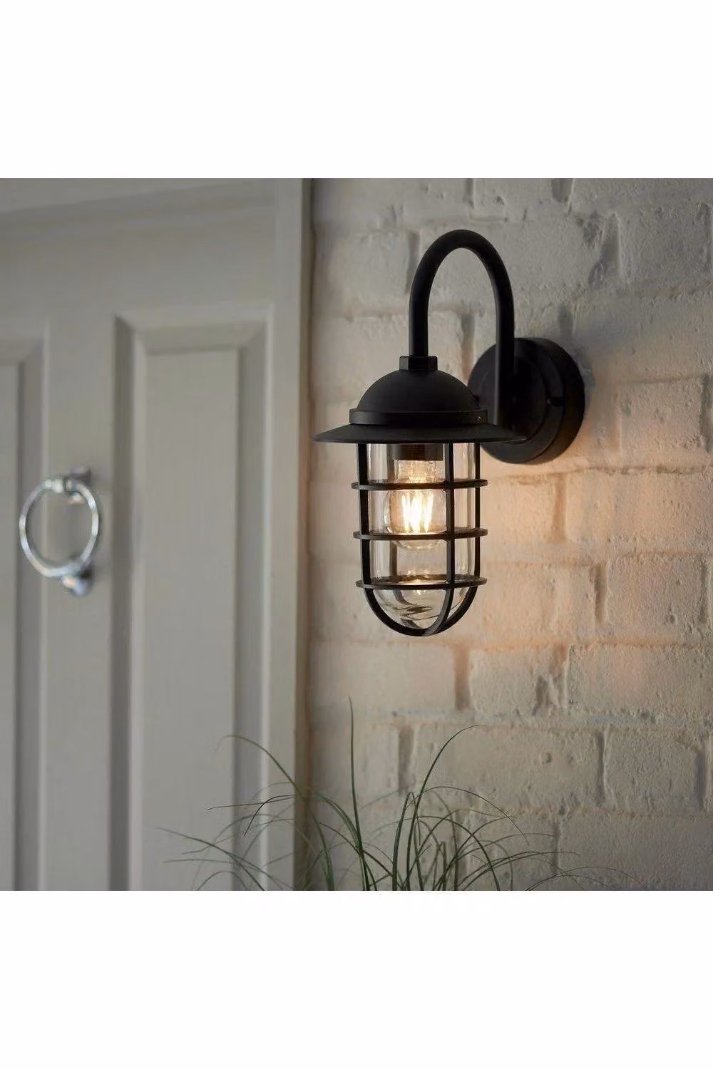 Netlighting Port Classic Outdoor Cage Wall Lantern in Textured Black with Transparent Glass, IP44 Rated – 2