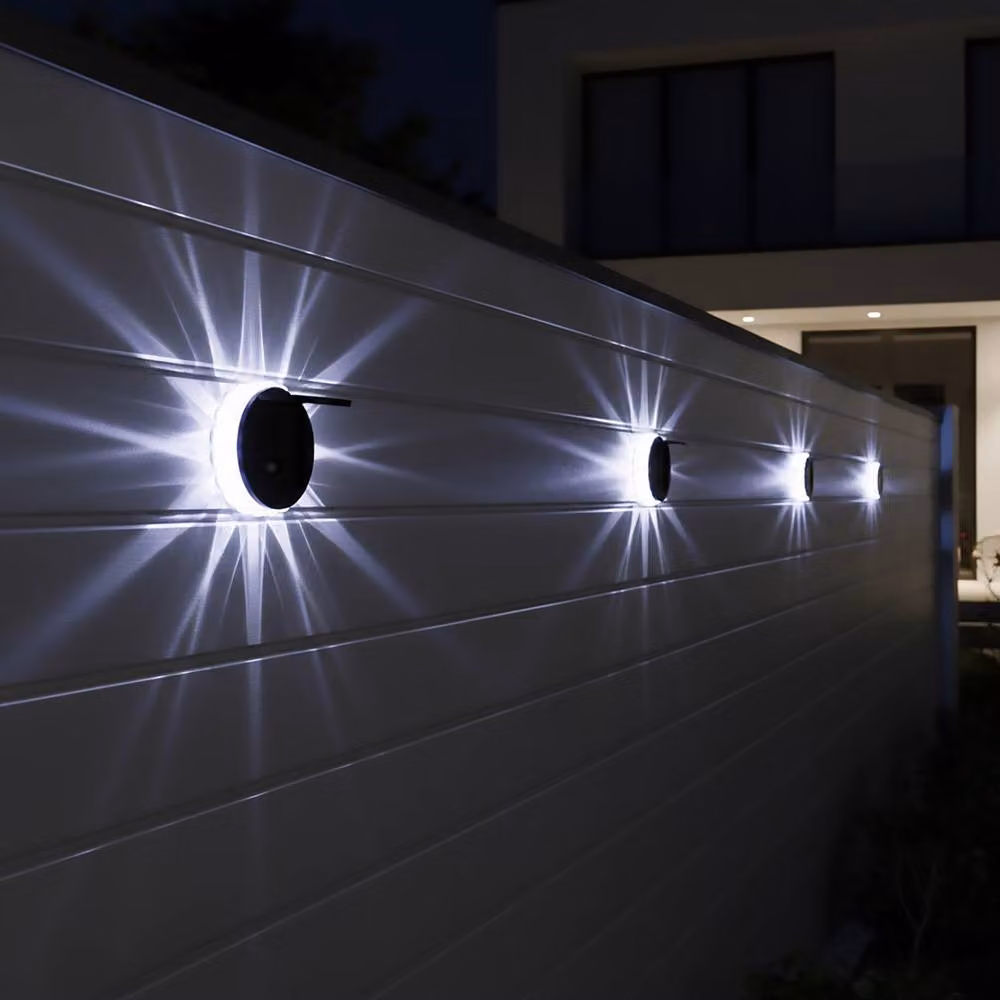Gardenwize Pack of 4 Solar Star Wall Lights with Transparent LED Accents for Garden and Terrace – 3