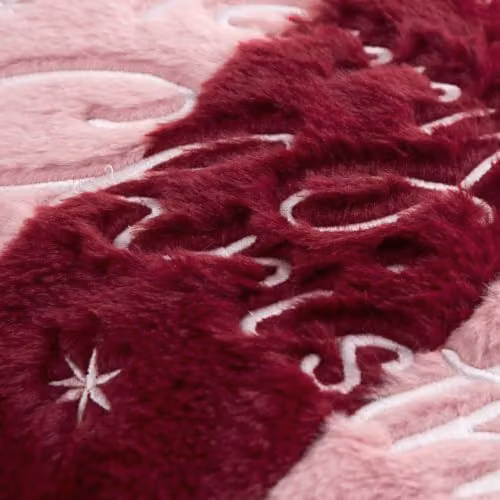 Furn Merry Christmas Striped Faux Fur Rectangular Cushion in Red and Pink, W/D/H: 50 x 30 x 1 cm – 3