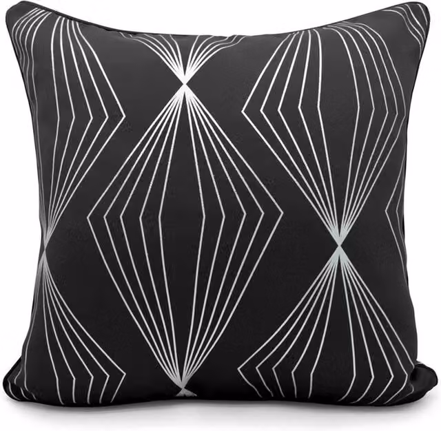 Velosso Modern Geometric Graphic Print Square Polyester Cushion in Black