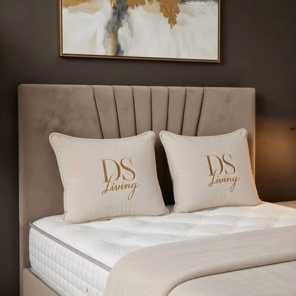 DS Living Vesper Mink Ottoman Bed in Brown Velvet Fabric, W/D: 200 x 200 cm – 2