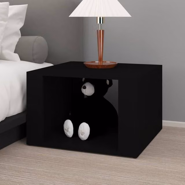 Berkfield Home Elegant Bedside Table in Black, W/D/H: 57 x 55 x 36 cm – 1