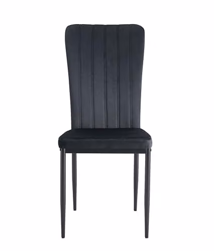 mcc direct Elle Set of 6 Black Velvet High Back Dining Chairs with Metal Legs – 3