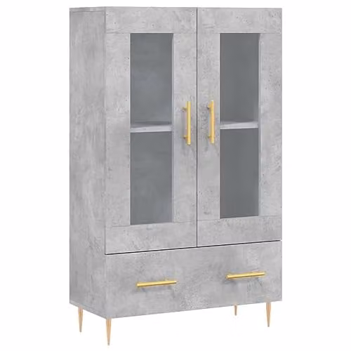 vidaXL Modern Highboard in Grey with Glass Doors, W/D/H: 69.5 x 31 x 115 cm – 1