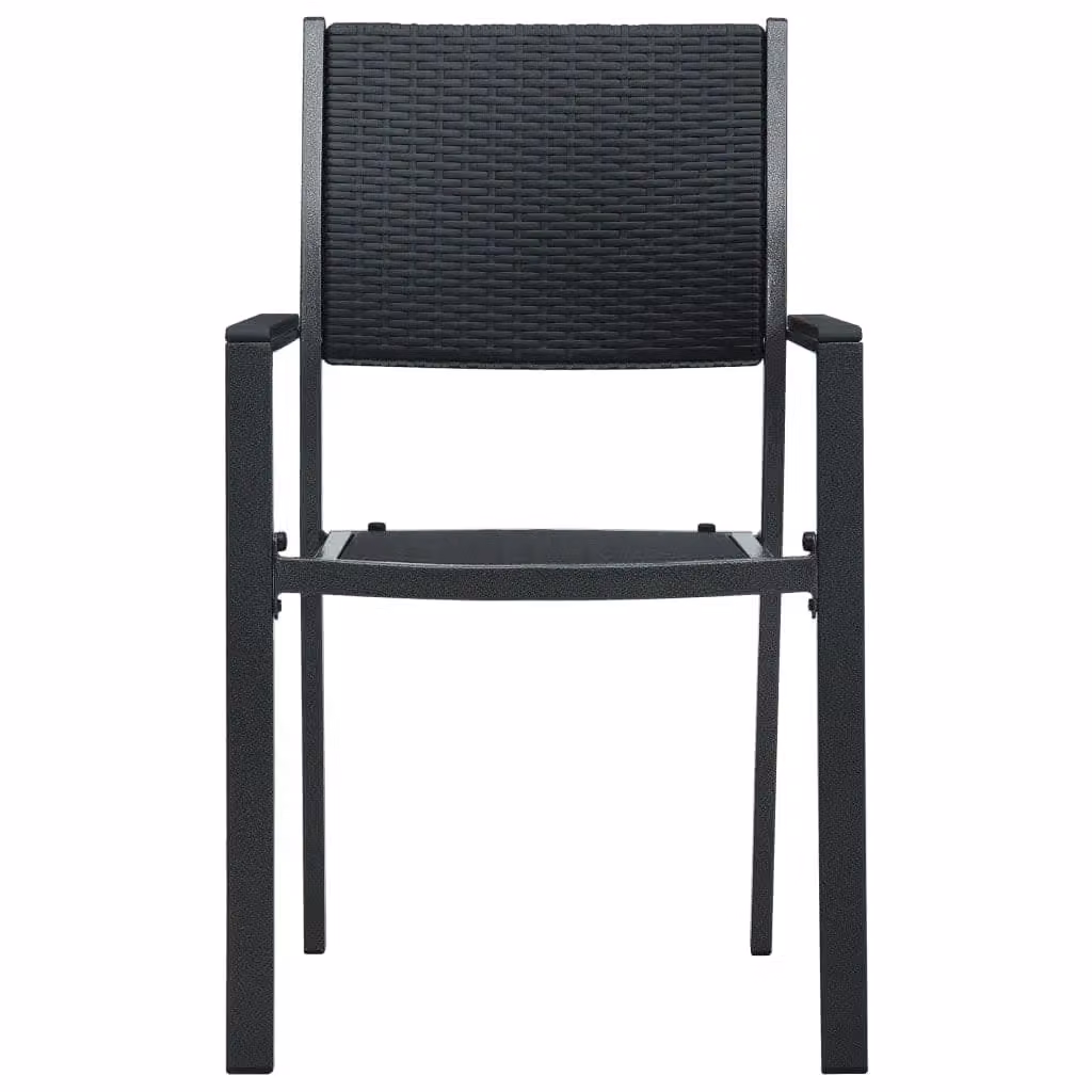 Berkfield Home 5 Piece Modern Garden Dining Set in Matt Black Powder Coated Steel with Glass Top – 3