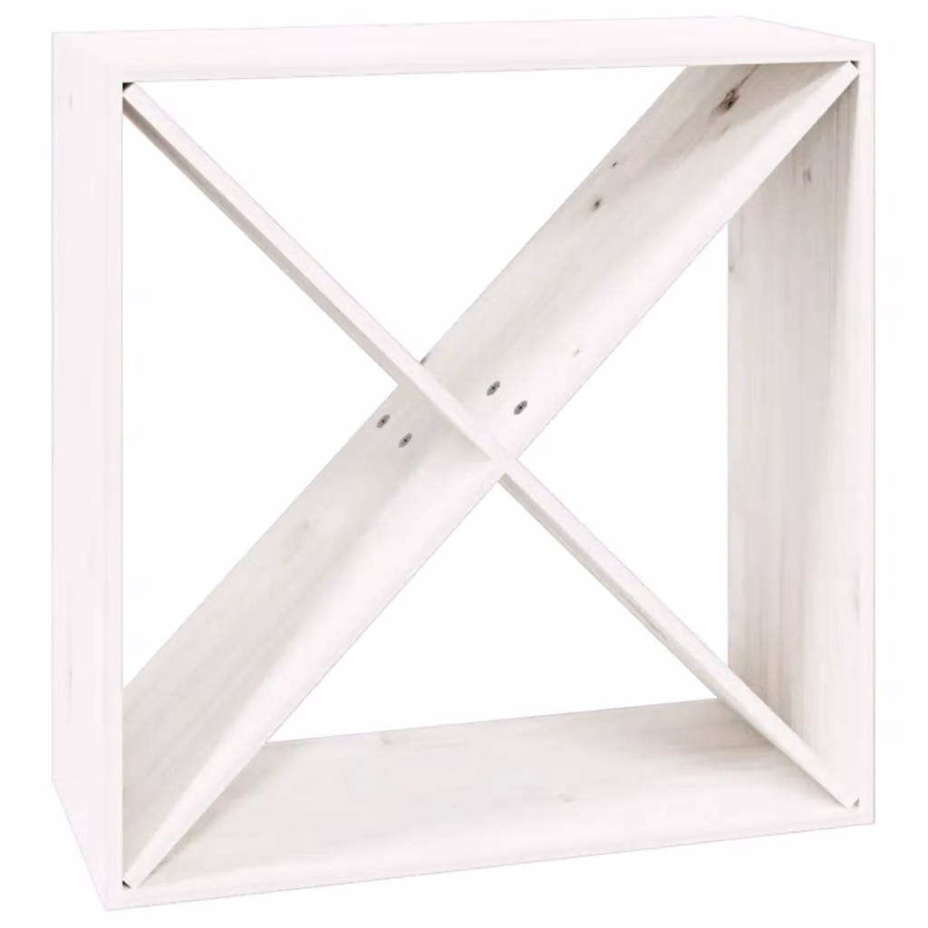 Berkfield Home White Rustic Solid Pine Wall Mounted Wine Cabinet with Bottle Rack W/D/H: 62 x 25 x 62 cm – 2