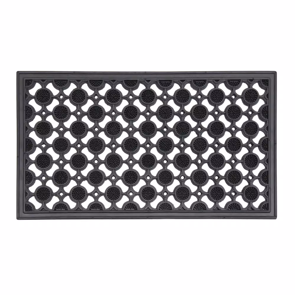 JVL Black Rubber Elipse Circles Design Doormat, W: 70 cm, D: 40 cm – 2