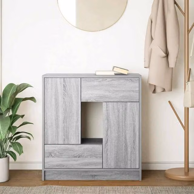 Berkfield Home Modern Sideboard with Drawers and Doors in Grey Sonoma, W/D/H: 70.5 x 34.0 x 74.5 cm