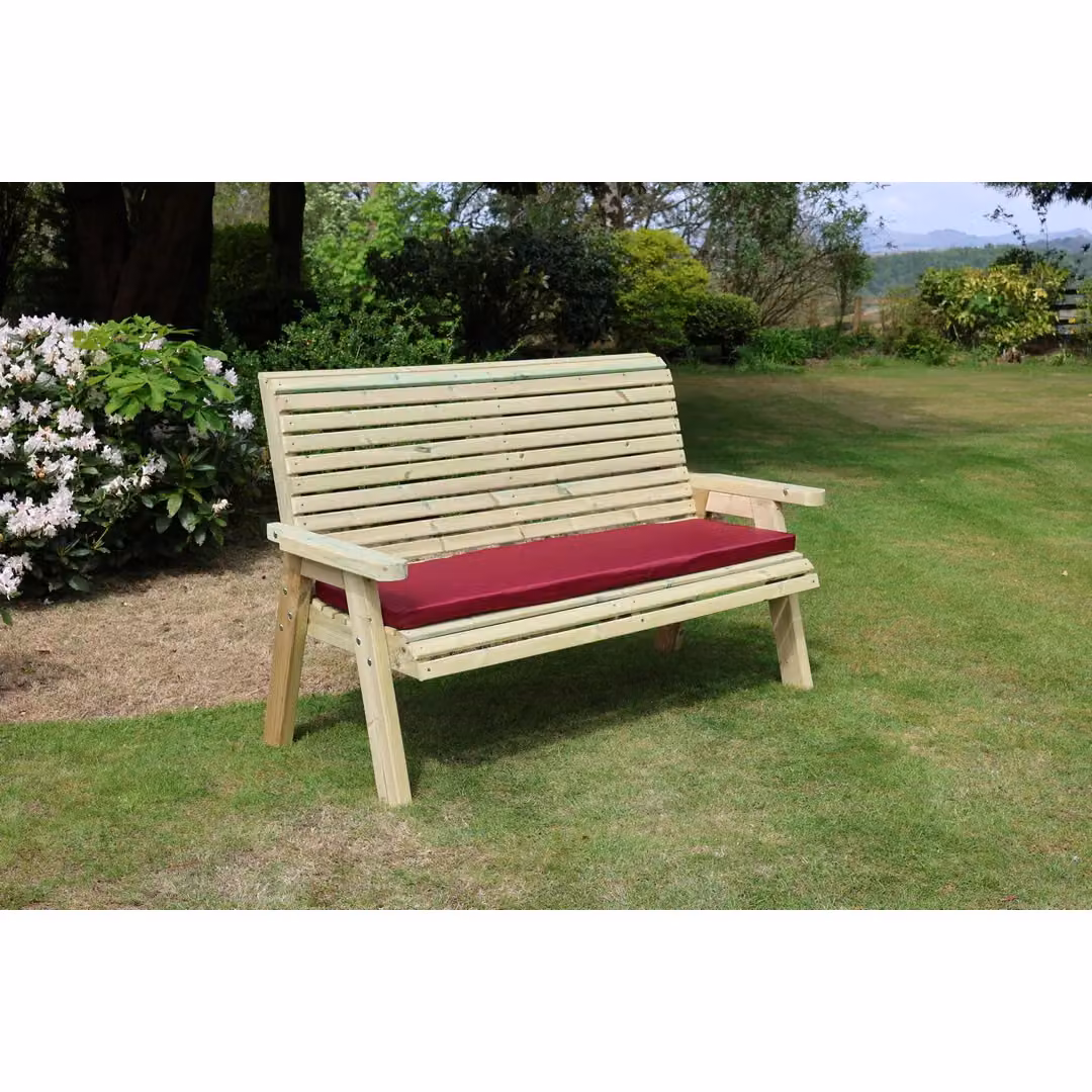 Churnet Valley Garden Furniture Ltd Ergonomic 3 Seat Wooden Garden Bench with Cushions in Brown – 2