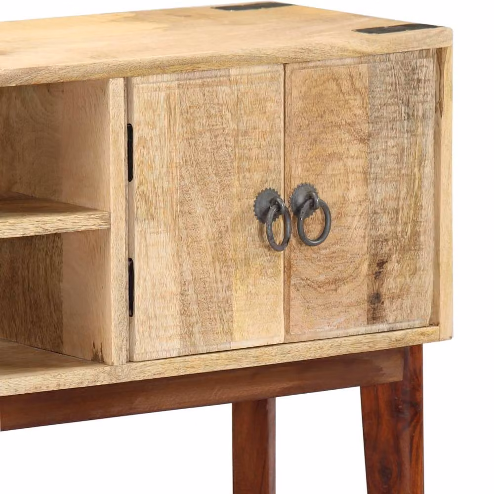 Berkfield Home Console Table in Brown Solid Rough Mango Wood W/D/H: 115 x 30 x 76 cm – 5