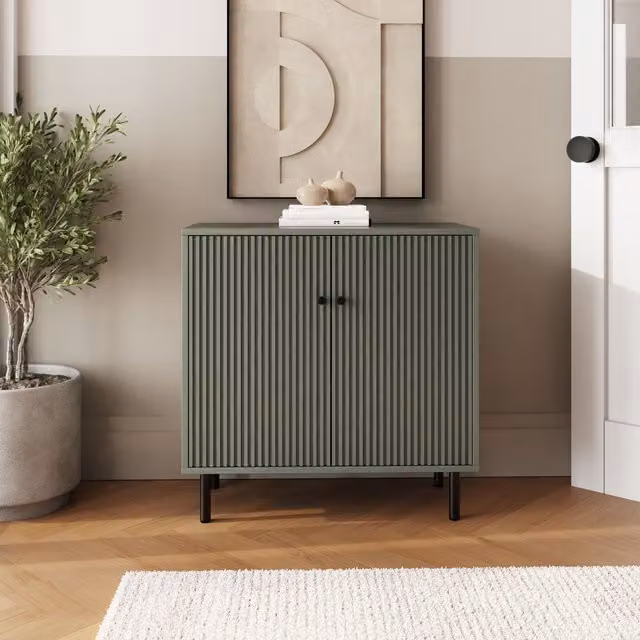 GFW Garrucha Modern Green 2 Door Shoe Cabinet with Drawers and Internal Shelves – 2
