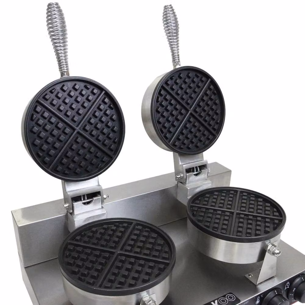 KuKoo Double Round Waffle Maker with Timer in Silver – 3