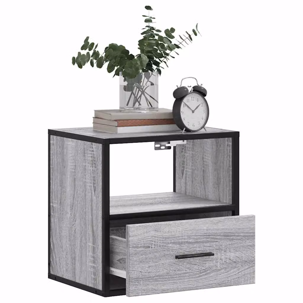 Berkfield Home Wall-mounted Bedside Cabinets, 2 Pack, Grey, W: 40 cm, D: 31 cm, H: 39.5 cm – 4