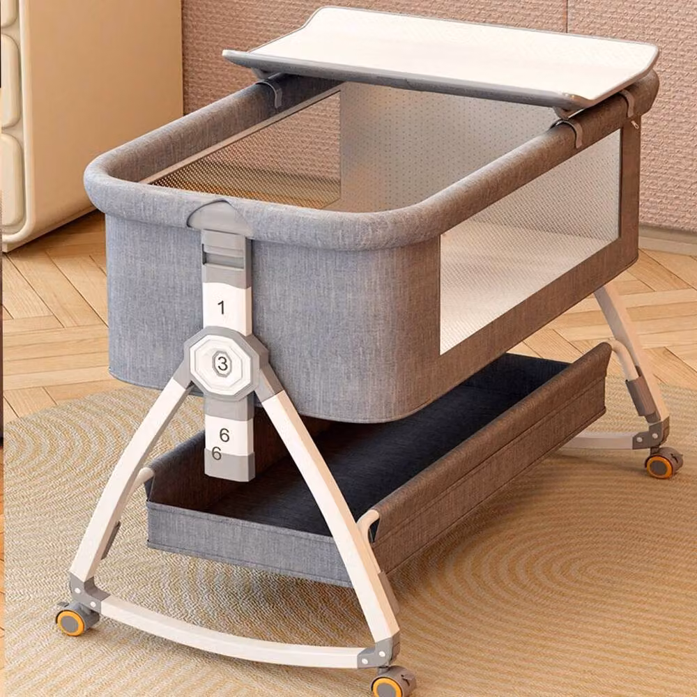 NESTLUNE Baby Bedside Crib Sleeper Bassinet in Grey, W/D/H: 60 x 120 cm – 3